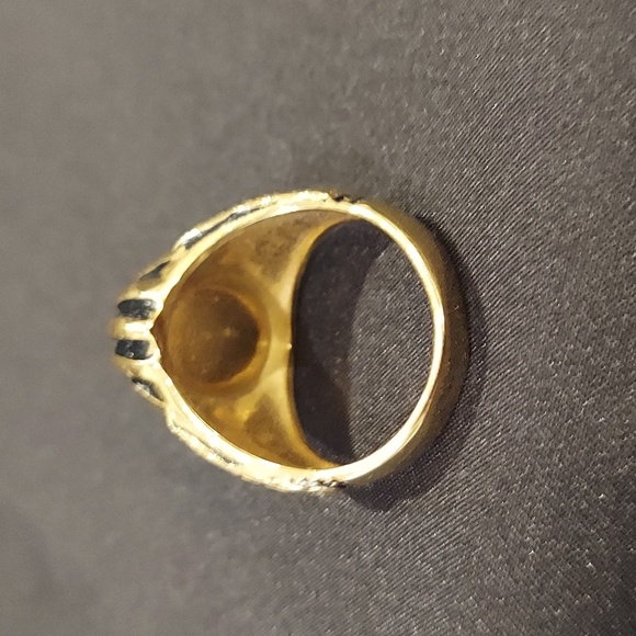 Gold Aquamarine Ring with Ornate Design - Picture 6 of 9